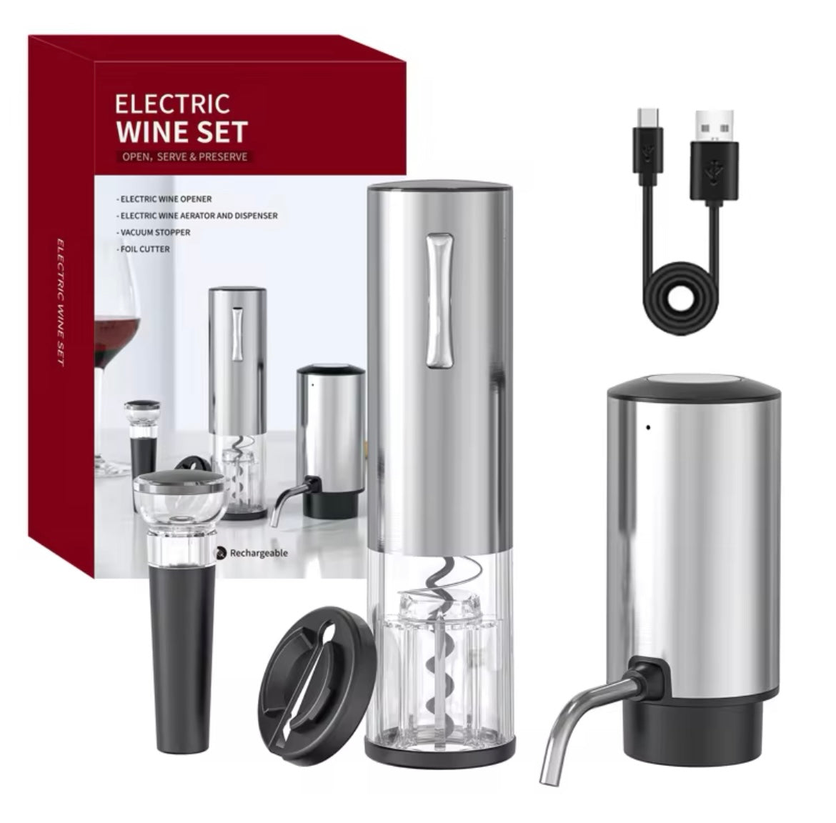 4 in1Electric Wine Opener Set With Electric Decanter and Aerator