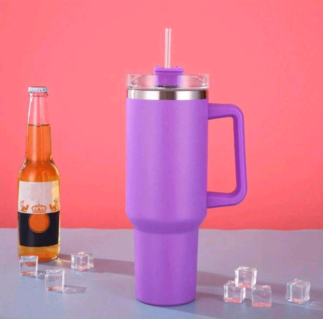 1pc 1200ml/40oz Cold Drink Cup With Handle And Straw