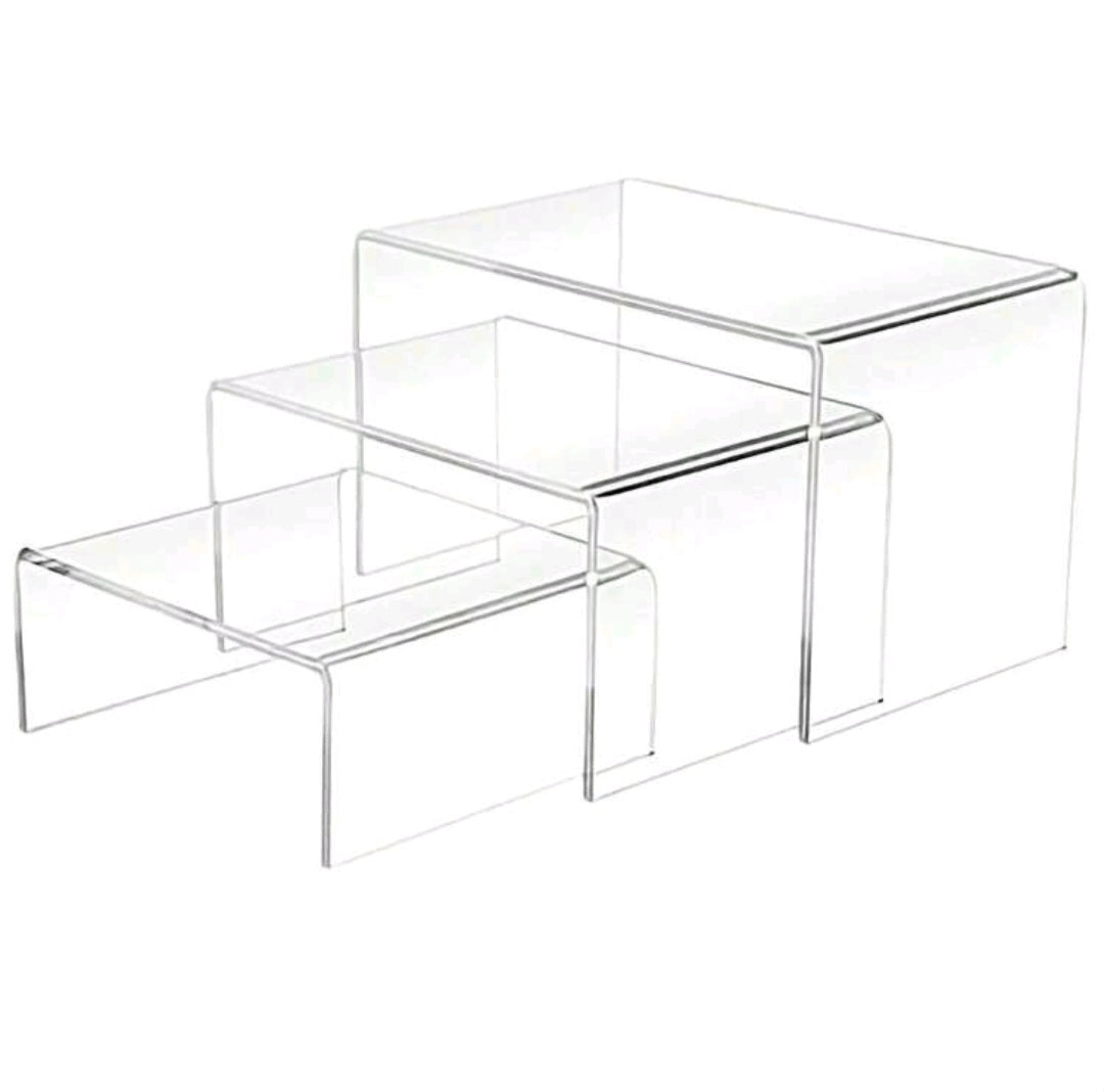 3pcs Acrylic Display Stands (3 Inch, 4 Inch, 5 Inch) Transparent Product Holders For Cupcake, Storage, Dessert, Exhibitor