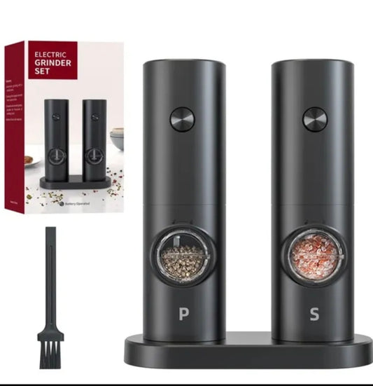 2 PC Electric Automatic Mill Pepper And Salt Grinder With LED Light Adjustable Coarseness