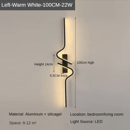 Modern Minimalist Strip Led Wall Light Bedroom Lights