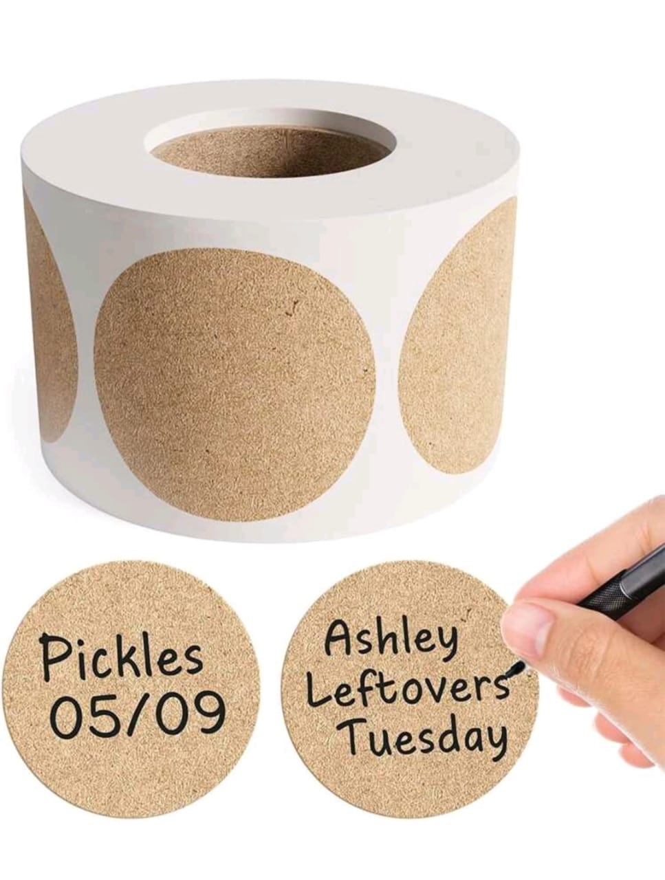 1 Roll 500pcs Natural Brown Kraft Paper Stickers