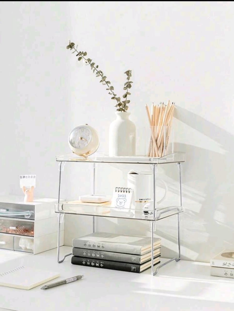 1pc Transparent Single-Layer Desktop Storage Rack