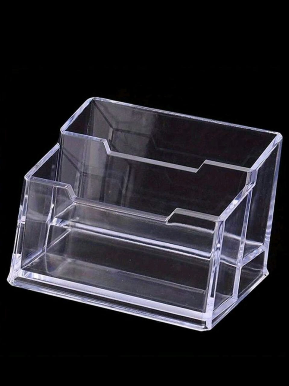 1pc Creative Transparent Card Storage Box With 2 Compartments Large Capacity Business Card Holder